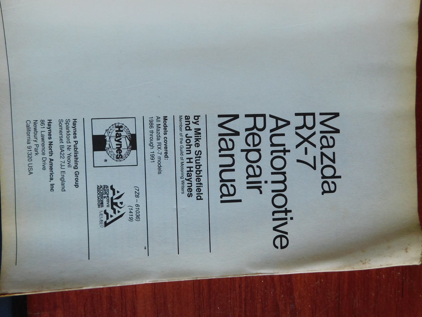 Buy Haynes Manuals: Mazda Rx-7, 1986 Thru 1991 by John Haynes and Mike  Stubblefield (1990, Paperback, Revised) online | eBay