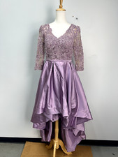 JJ's House Purple Hi Low Illusion Lace Satin Ball Gown Prom Dress Sz 8 220271