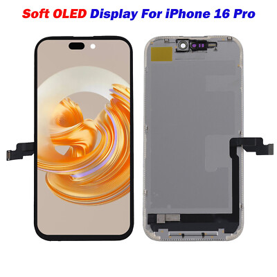 Soft OLED For iPhone 16 Pro LCD Display Screen Digitizer Assembly Replacement