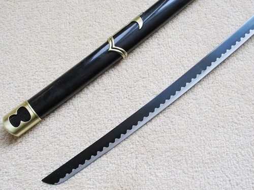 S2679 JAPANESE ANIME ONE PIECE RORONOA ZORO YUBASHIRI SWORD BLACK HAMON EDGE 41" - Picture 3 of 6