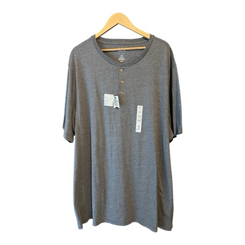 Croft & Barrow Henley Extra Soft Shirt Mens 4XB Big &Tall Short Sleeve Gray. New