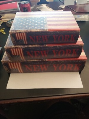 Old Glory American Flag Book Storage Boxes - 3 pcs. Patriotic Box Set New York