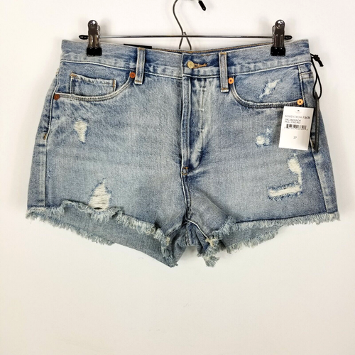 Blank NYC Womens Blue Distressed Raw hem High Rise Cut Off Shorts Sz 27