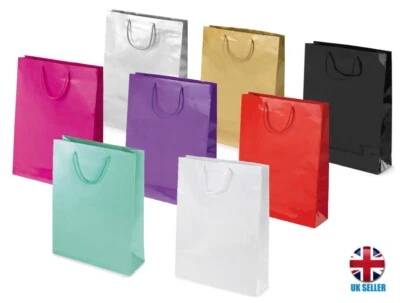 GLOSS PORTRAIT Boutique Retail Shop Laminated Gift Bags -Strong Shiny Glossy Bag