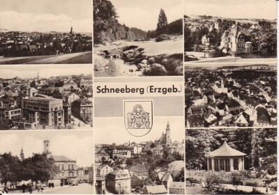 uralte AK Schneeberg Erzgebirge verschiedene Ansichten Kirche Pavillon 1966 //1