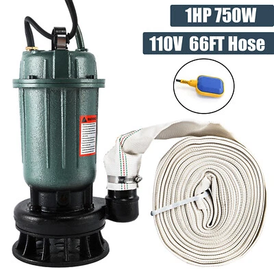 IMESHBEAN 1HP Cast Iron Submersible Sewage Pump 4000GPH w/66ft Hose Float Switch 110V-120V