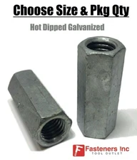 Coupling Nuts Hot Dip Galvanized Rod Coupling Hex Long Nuts 1/4"-20 through 1"-8