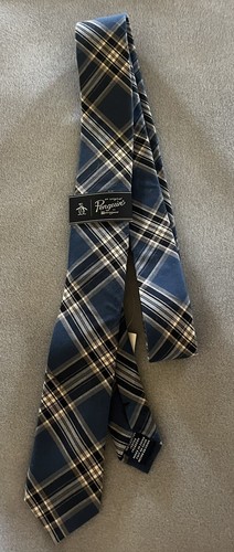Original Penguin Mens Slim Tie 100 % Cotton Navy Blue Geometric NWT MSRP $55.00 - Picture 3 of 6