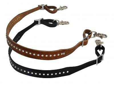 Showman 1 1/4'' Wide Leather Wither Strap w/ Crystal Studs