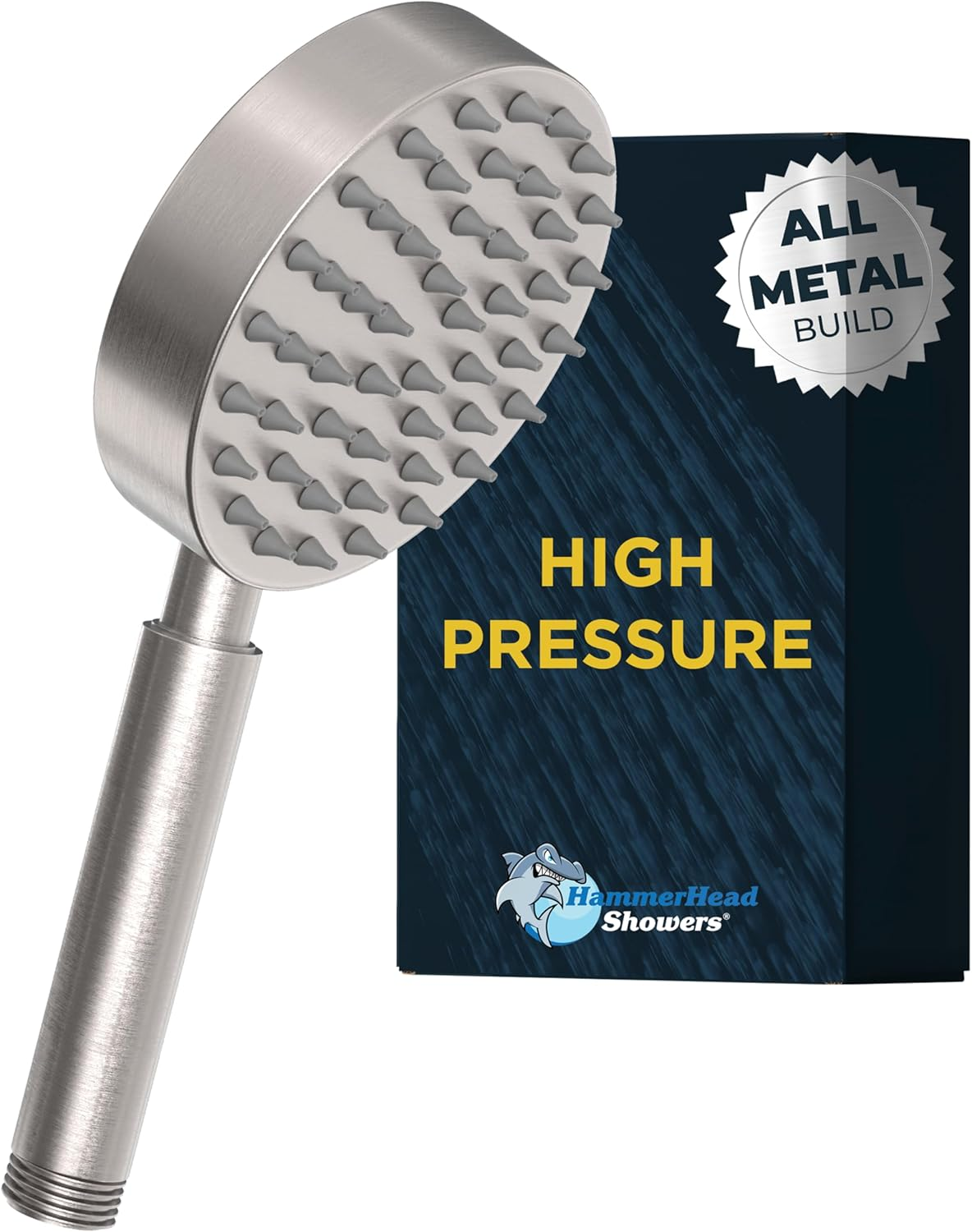 Showers® ALL METAL Hand Held Shower Head - BRUSHED NICKEL 2.5 GPM High Pressure