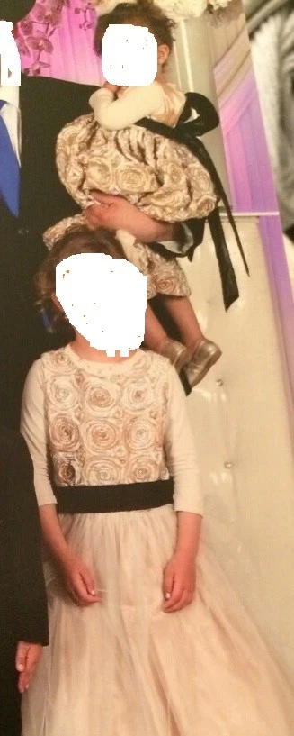 "Susanne Lively" Childrens Gowns Gold/ Black Lace, Matching Sizes 2,7,7,8,10,12 - Image 2 of 4