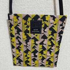 Mina Perhonen Twin Flower Navy Embroidered Pocket Bag, Linen Silk Cotton
