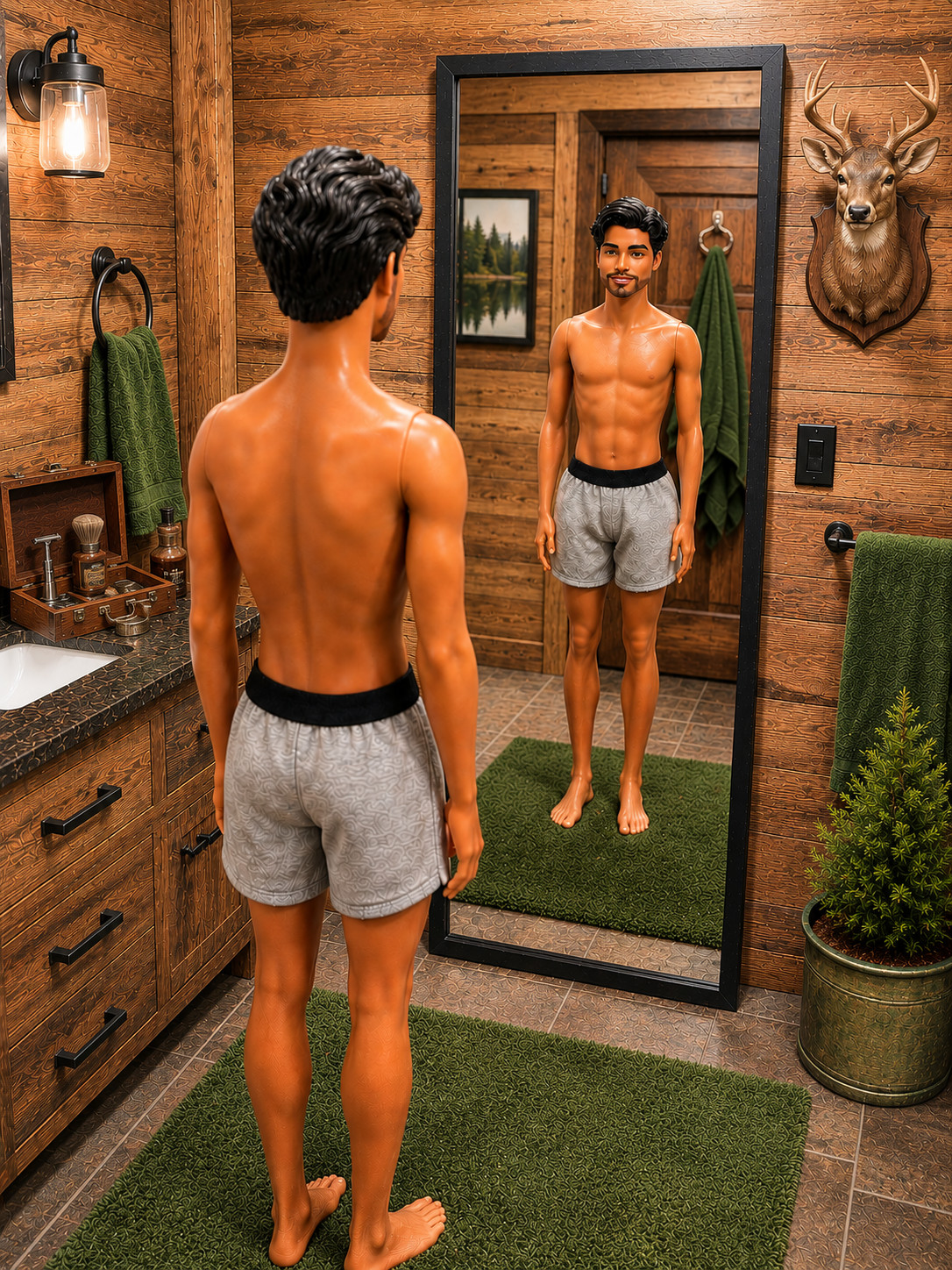 Male Fashion Dolls Gray Boxers Underwear; Fits Ken
