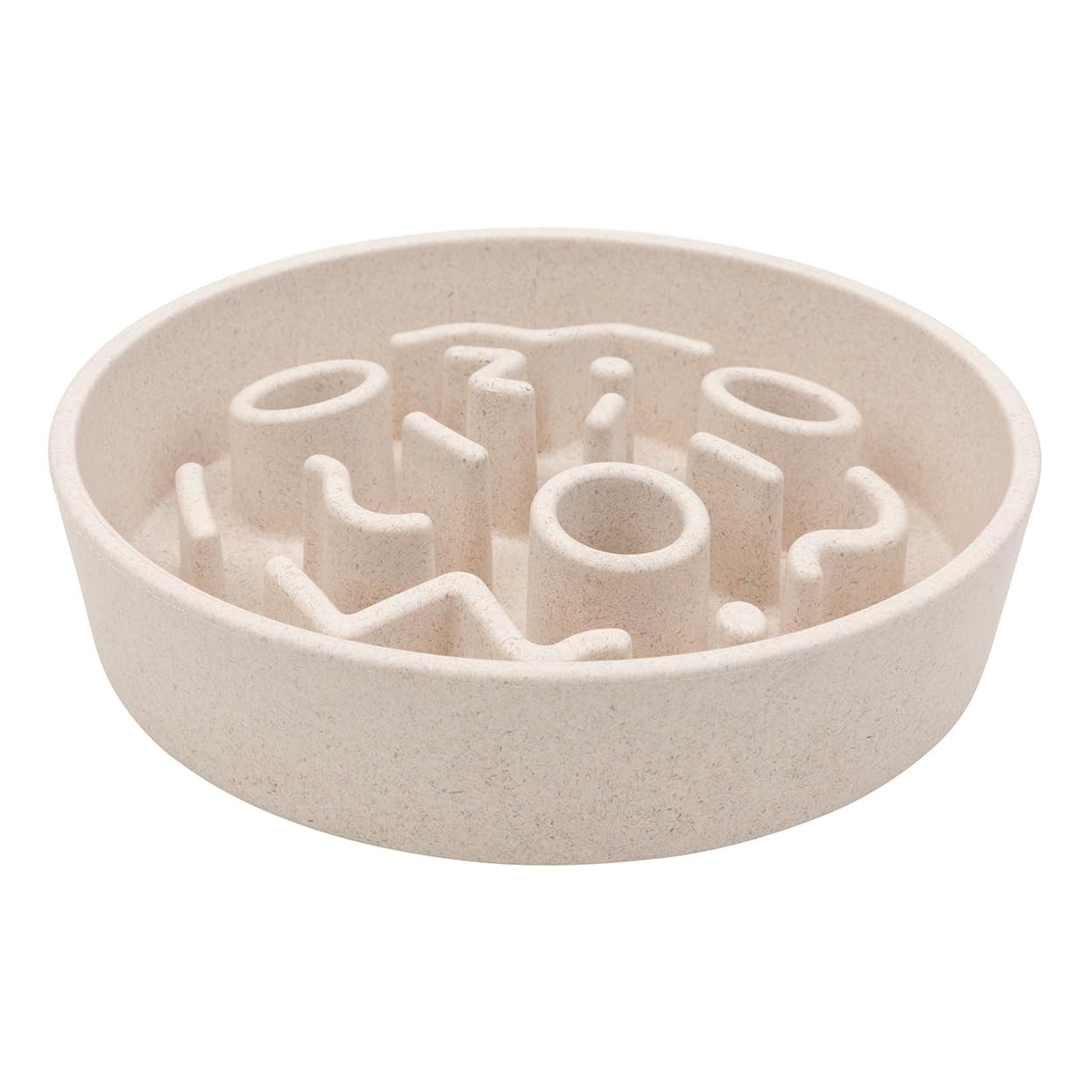 Gamelle slow feeder pour chien en bambou naturel premium de 17 cm couleur Merengue