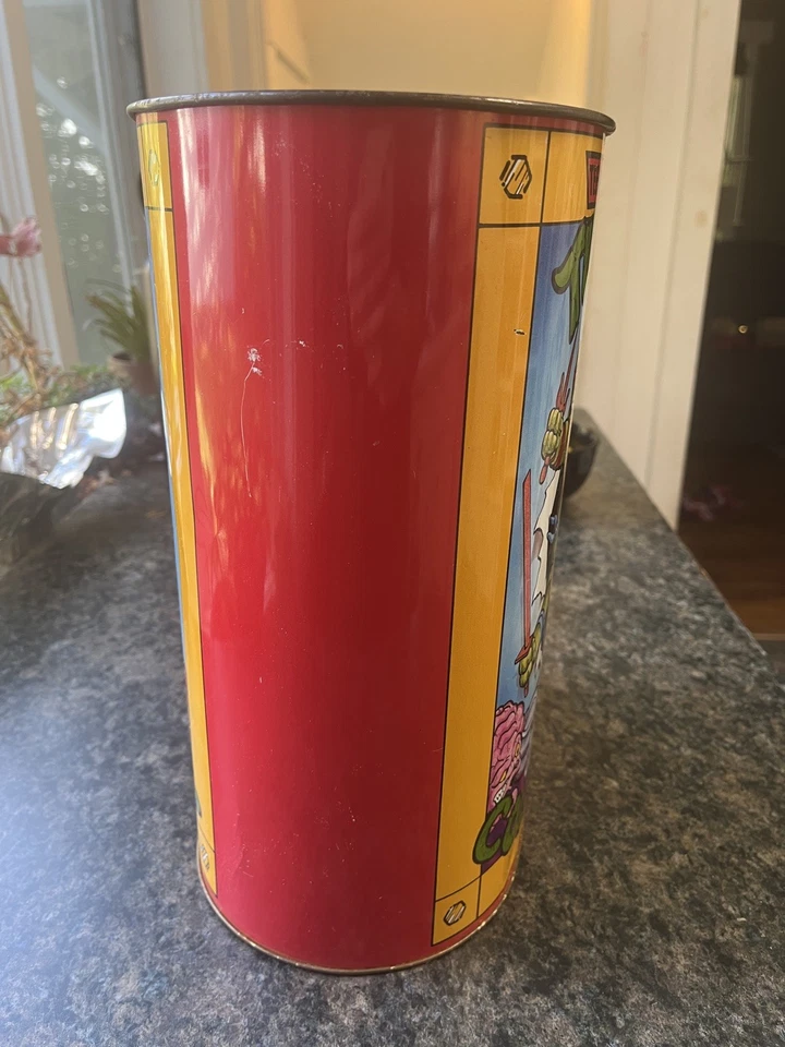 De colección 1989 Teenage Mutant Ninja Turtles TMNT Metal Estaño Papelera Cesta Años 80 Foto 4 de 4