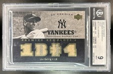 2007 Upper Deck Premier Lou Gehrig Remnants 4 Quad Bat Gold #/4 Yankees BGS 9
