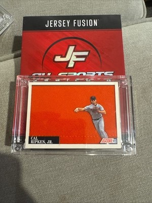 1992 Score Cal Ripken Jr Jersey Fusion 18/25 Game Used Jersey Button Hole Oriole