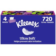Ultra Soft Tissues, 4 Flat Boxes, 180 Tissues per , 3-Ply, Packaging May Vary