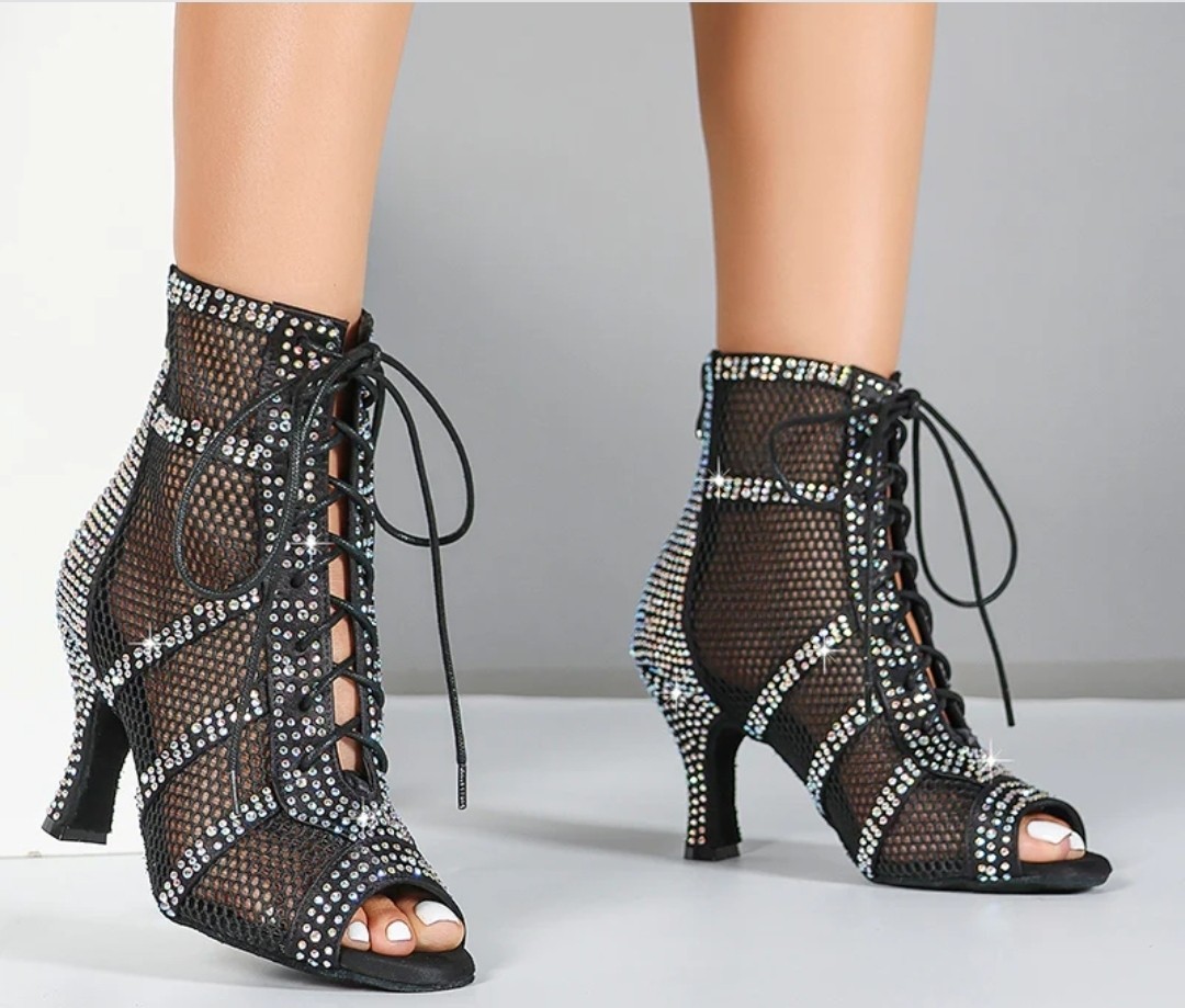 Zapatos de baile de salsa jazz de tacón personalizado satinado para mujer | Tacón acampanado de 2,8" | US7