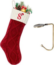 Christmas Stockings with Initials, Letter S Embroidered Xmas Stocking