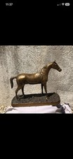 Statue cheval en bronze signée sur socle Farbel, thème animaux