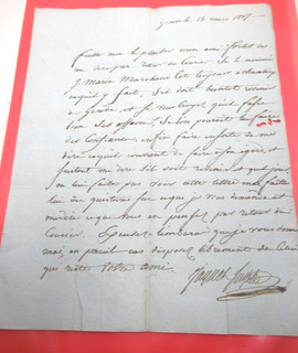 JEAN JAQUET Autographe signé 1807 SCULPTEUR ARCHITECTE SUISSE SIMPLON à FORTIS