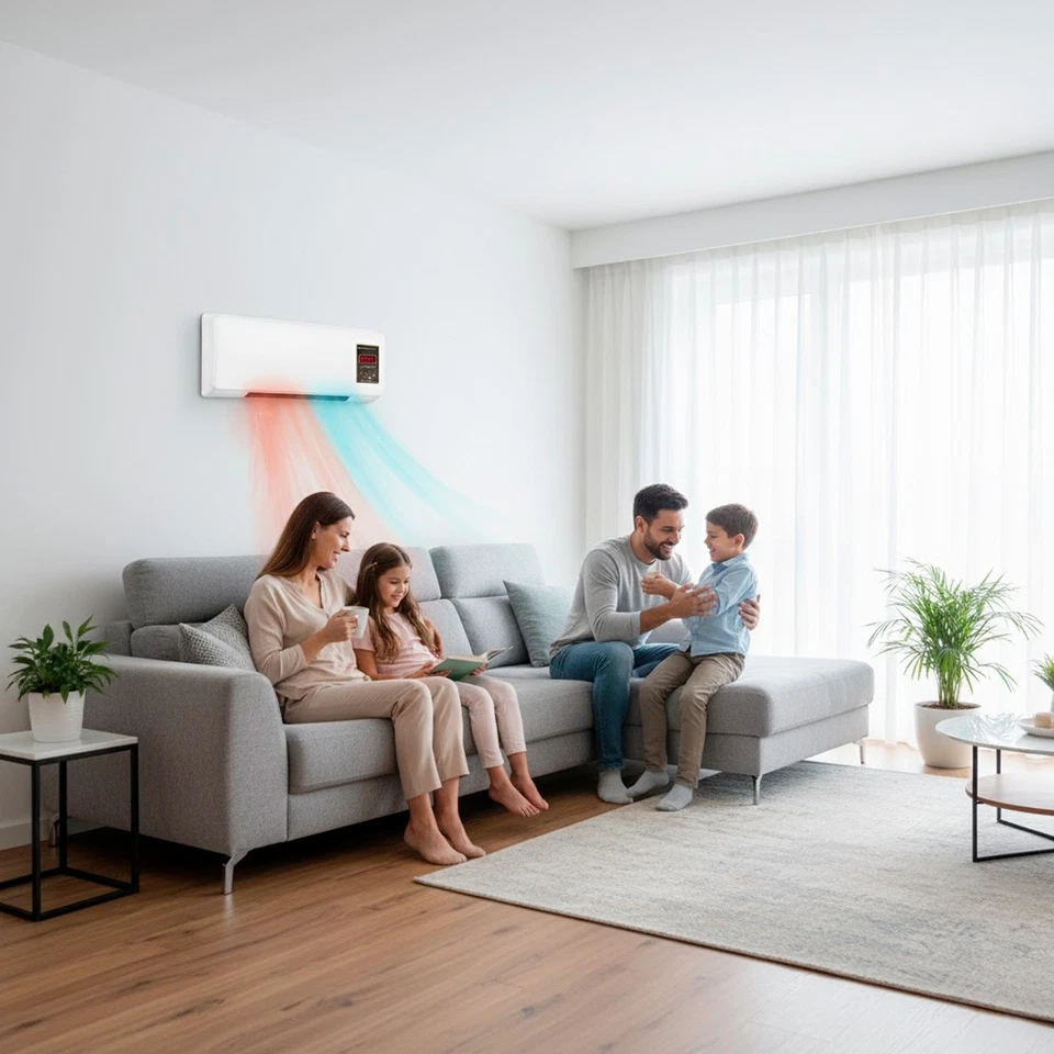 Termoventilatore da parete 2000 W basso consumo stufa da muro elettrica bianco - Immagine 3 di 4