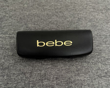 Bebe Black Small Glasses Hard Case Gold Logo Clam Shell Velvet Lining Travel