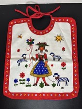 Australia Baby Bib Two Sided Girl Sheep Boy Horse Chicken VGT Folk Art Revesible