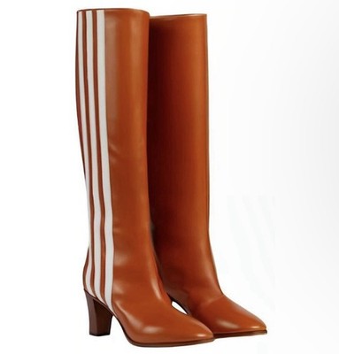 Gucci x Adidas Knee High Stripe Leather Boots Cognac size 37 | eBay