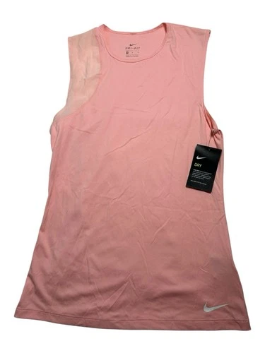 Nike Women's Dri-FIT Training Tank Top Pink Peach Medium Gridiron Tight Fit New