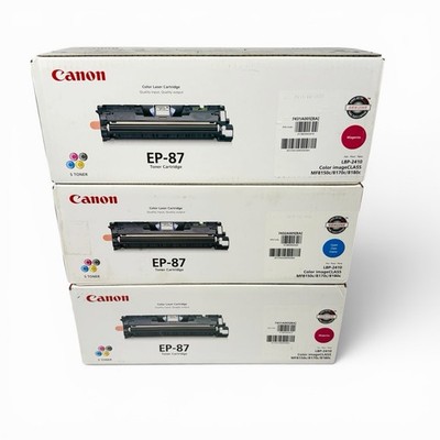 Lot of 3 Genuine Canon EP-87 Color Toner Cartridges (1 Cyan + 2 Magenta) OEM New