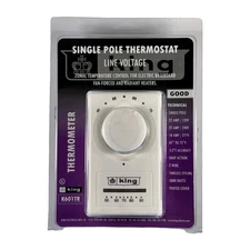 King Electric K601TR Single Pole Wall Stat Thermostat with Thermometer  White