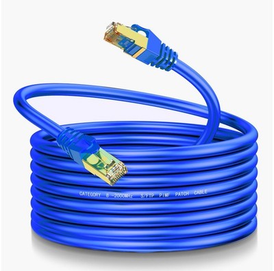 Cat8 Ethernet Cable 100Ft, Round S/FTP Shielded Heavy Duty High Speed Interne...