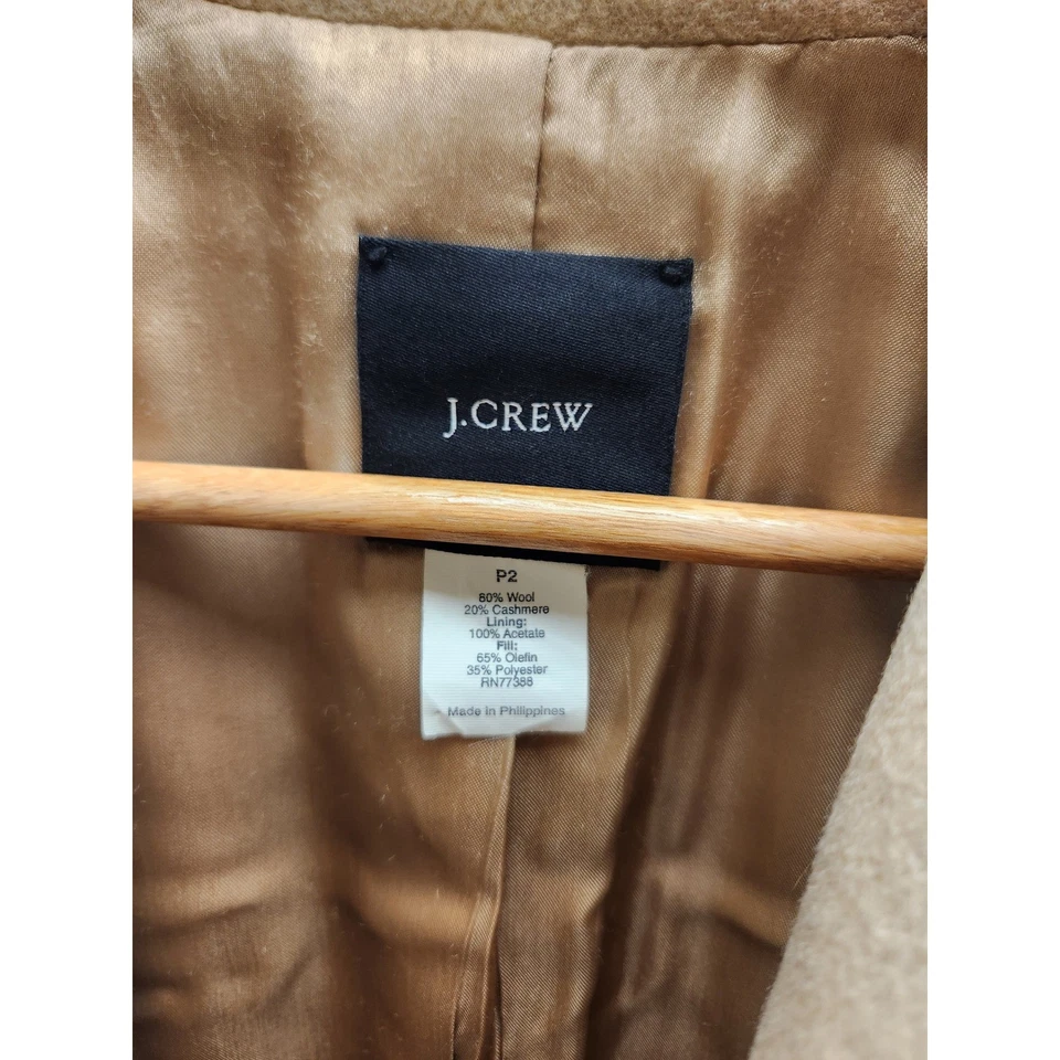 J Crew Wool Cashmere Blend Classic Tailored Overcoat Beige Size P2 - Image 3 of 4
