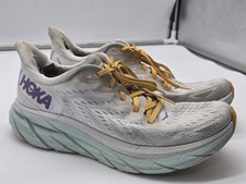 Hoka One One Clifton 8 Shoes Womens Size 10 White Sneakers Damaged 1119394 BDBW