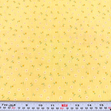 Vintage Florals on Yellow White Striped Unbranded Cotton by the HALF YARD