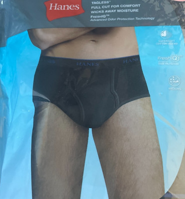 Hanes Men's 5-Pack Big Man Mid-Rise Waistband Briefs 3X Black Grey NEW Tagless