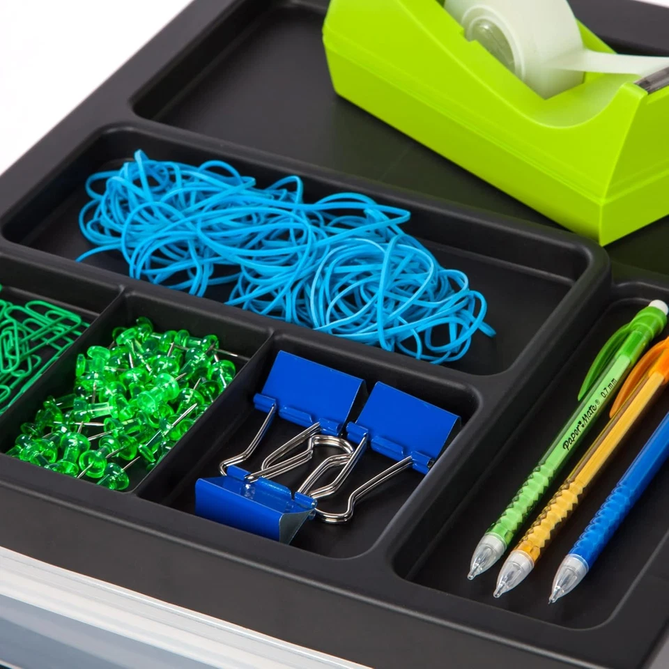 Carro de almacenamiento de plástico con 6 cajones - negro, compacto y versátil Foto 2 de 2