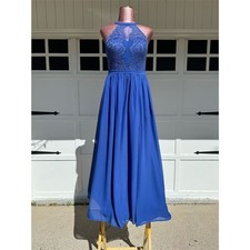 Jj  s house A-line Scoop Illusion Floor-Length Lace Chiffon Dress 206484 Size 4