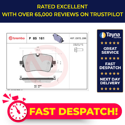 Brake Pads Set fits AUDI A8 4N, D5 3.0 Rear 2017 on Brembo 4KE698451A 4M0698451F