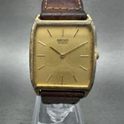 Seiko Tank Watch Men 27mm Champagne Dial Gold Tone 5P30-5A19 New Battery