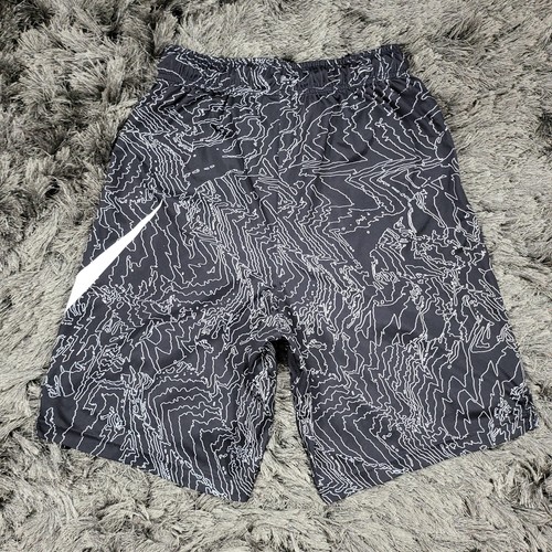 Nike Dri-Fit Shorts Herren XL schwarz weiß topografische Karte Swoosh Sport Fitnessstudio - Bild 17 von 20