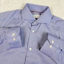 Eton Dress Shirt Mens 38 15 Blue Striped Super Slim Non Iron Long Sleeve Button