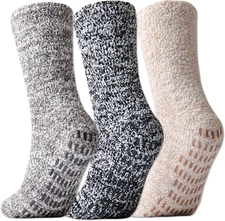 3 Pairs Ultra Thick Grip Fuzzy Socks Non Skid Slipper Hospital Socks Unisex