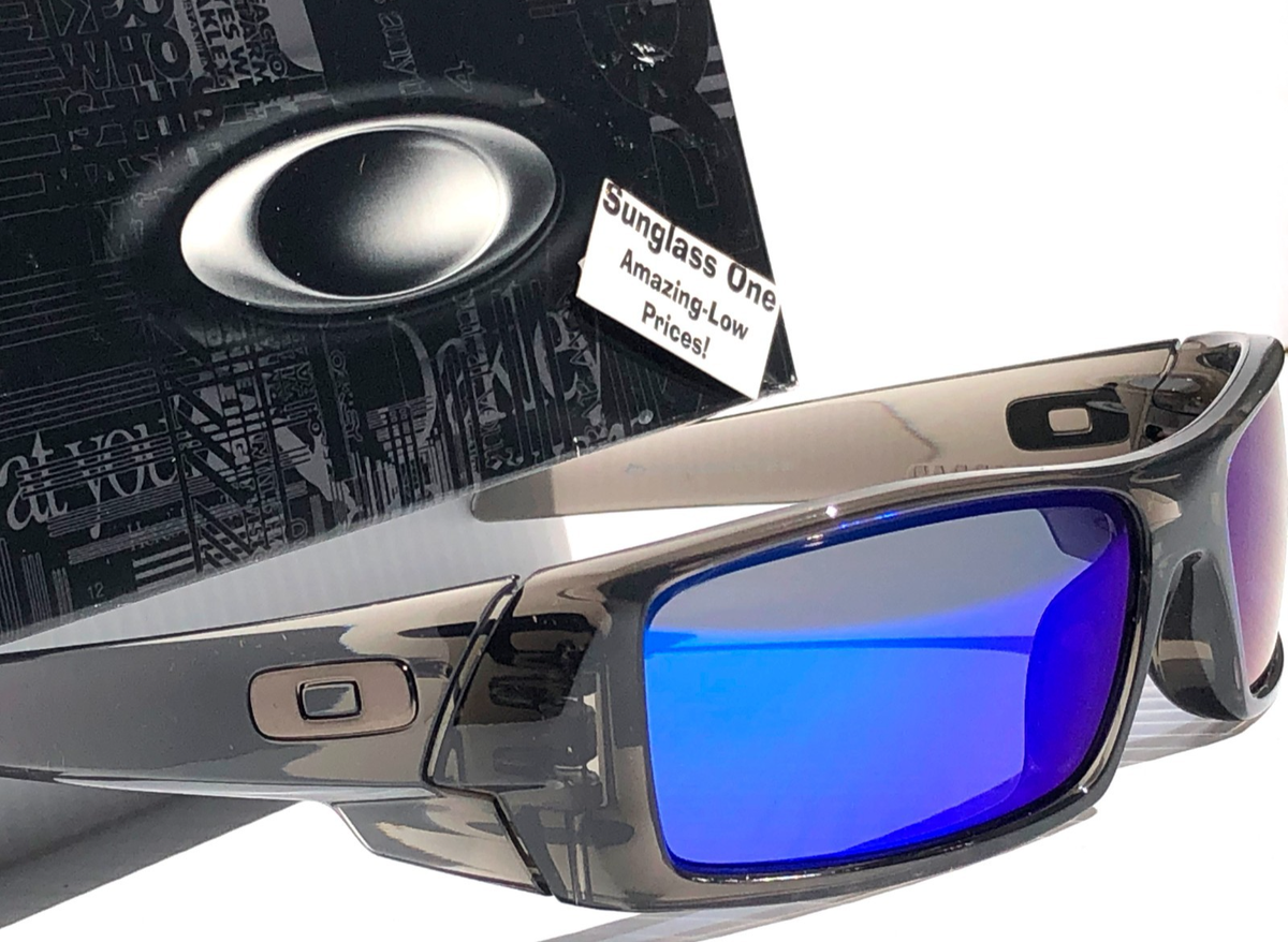 NEW Oakley GASCAN Grey Smoke POLARIZED Galaxy Blue Mirror Sunglass