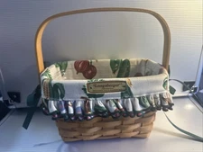 Longaberger Signed 1998 Dresden Tour Basket II w/Vegetable Fabric Liner