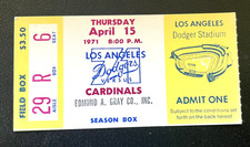 4/15/71 DODGERS/CARDINALS TICKET STUB-AL DOWNING WINS/LOU BROCK 2 HITS