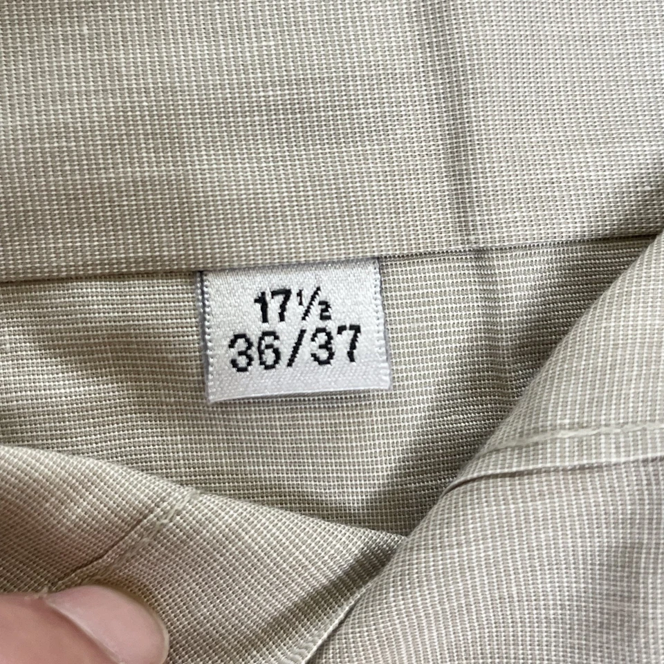 Pierre Balmain Shirt Mens 17.5 XL Beige Button Up Long Sleeve Made Canada FLAWS - Image 3 of 4