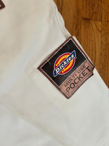 Pantaloncini vintage Dickies Scotchgard bianchi pittore uomo taglia 36 nuovi con etichette con difetti Y2K - Foto 6 di 22